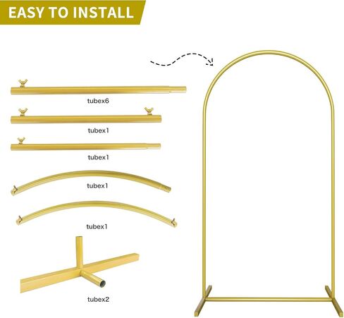 Metal Arch Backdrop Stand Gold Wedding Balloon Arched Backdrop Stand Square Arch Frame for Birthday Party Bridal Baby Shower Ceremony Decoration in 1.5M in Kuwait