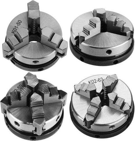 4-Inch 4-Jaw Self-Centering Chuck Set 3/4 Jaws Steel Wood Lathe Chuck 50mm 63mm Manual Chuck Self-Centering DIY Metal Wood Lathe Tools with 1-Inch x 8TPI Thread (Color : K02-50 Size : Small) (K02 50) in Kuwait