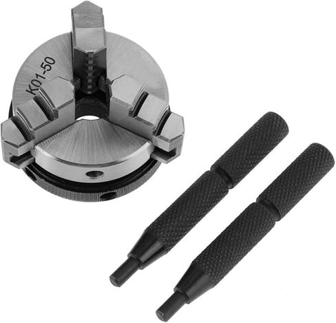 4-Inch 4-Jaw Self-Centering Chuck Set 3/4 Jaws Steel Wood Lathe Chuck 50mm 63mm Manual Chuck Self-Centering DIY Metal Wood Lathe Tools with 1-Inch x 8TPI Thread (Color : K02-50 Size : Small) (K02 50) in Kuwait