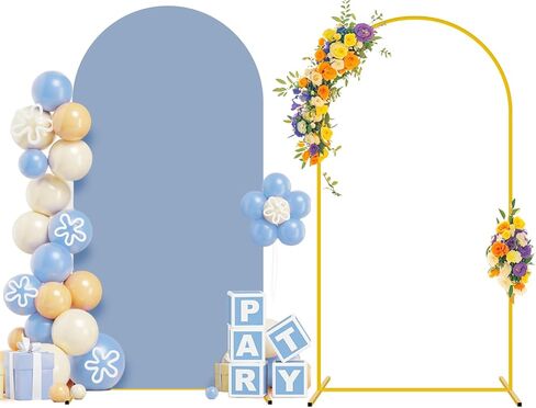 Arch Backdrop Stand Cover Metal Arch Backdrop Stand and Covers Set Dusty Blue Arch Cover 7.2ft Arches Stand and Covers Set Wedding Arched Stands for Wedding Party Birthday Decor in Kuwait