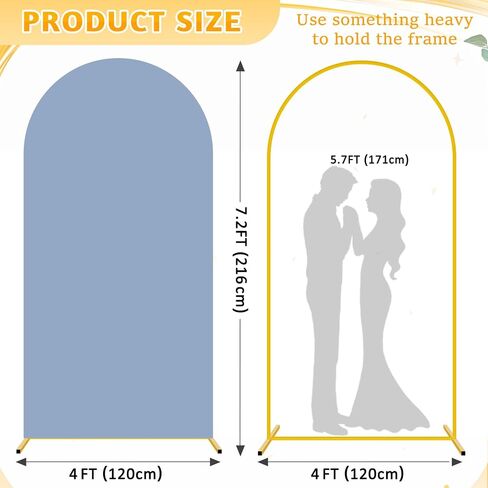 Arch Backdrop Stand Cover Metal Arch Backdrop Stand and Covers Set Dusty Blue Arch Cover 7.2ft Arches Stand and Covers Set Wedding Arched Stands for Wedding Party Birthday Decor in Kuwait