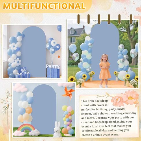 Arch Backdrop Stand Cover Metal Arch Backdrop Stand and Covers Set Dusty Blue Arch Cover 7.2ft Arches Stand and Covers Set Wedding Arched Stands for Wedding Party Birthday Decor in Kuwait