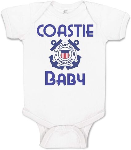 Cute Rascals Baby Bodysuit United States Coast Guard Auxiliary Coastie Baby with Flag Boy & Girl Baby Clothes Funny Cotton A White Design Only Newborn in Saudi Arabia
