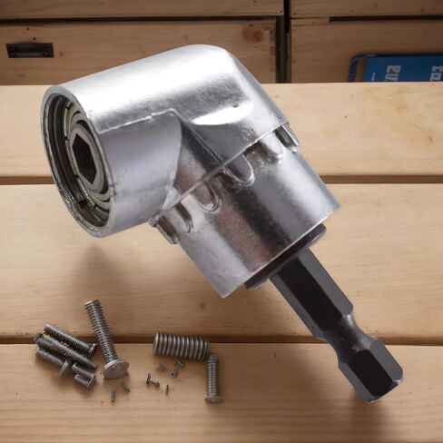 105 Degree Angle Drill Adapter Bit Holder for Electric Screwdriver Power Tool Extension Chuck Corner Turning Attachment (Silver) in Saudi Arabia