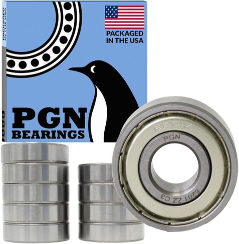 PGN (10 Pack) 6201-ZZ Bearing - Lubricated Chrome Steel Sealed Ball Bearing - 12x32x10mm Bearings with Metal Shield & High RPM Support in Saudi Arabia