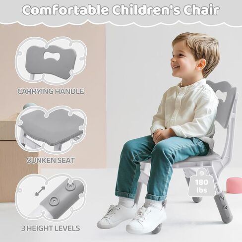 Toddler Table and 2 Chairs Set, Height Adjustable Kids Table and Chairs, 31.5''L x 23.6''W, Marble Pattern & Graffiti Desktop, Children Multi-Activity Table for Home/Daycare/Classroom in Kuwait