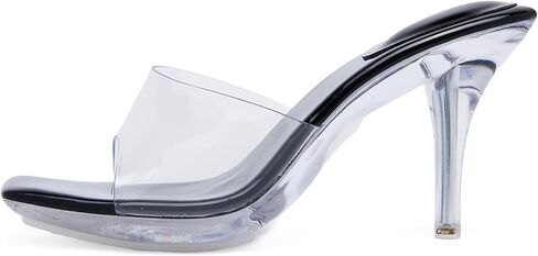Clear Heels for Women Sexy High Heels Sandals Platform Stiletto Kitten Square Toe Comfortable Shoes Transparent Strap Mule in Saudi Arabia
