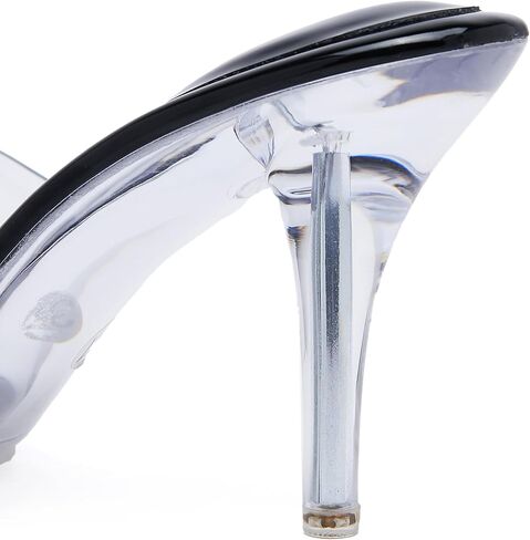 Clear Heels for Women Sexy High Heels Sandals Platform Stiletto Kitten Square Toe Comfortable Shoes Transparent Strap Mule in Saudi Arabia