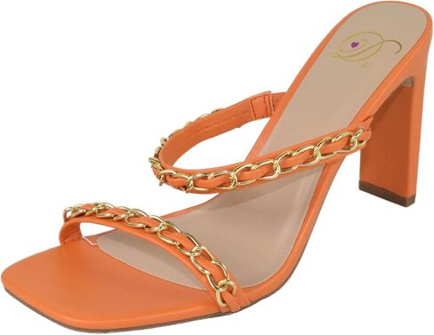 Delicious Shoes Women Block High Heel Sandals Gold Chain Band Square Toe Fenn-S in Saudi Arabia