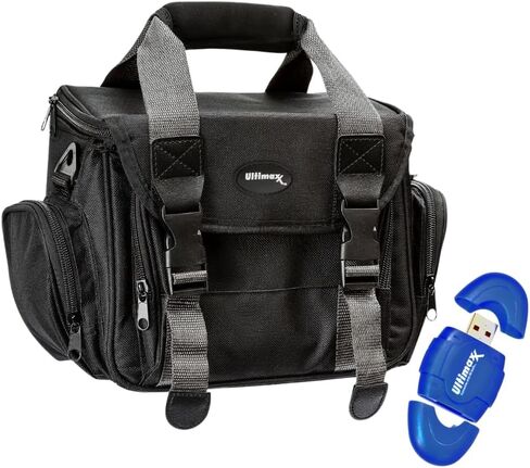 Ultimaxx Medium Padded Camera Bag + High-Speed USB Card Reader Bundle for Sony, Canon, Nikon, Olympus, Panasonic, Samsung SLR Cameras, Camcorders, SD/SDHC/SDXC, MicroSD Cards in Saudi Arabia