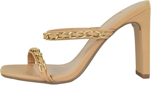 Delicious Shoes Women Block High Heel Sandals Gold Chain Band Square Toe Fenn-S in Saudi Arabia