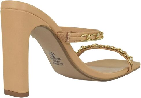 Delicious Shoes Women Block High Heel Sandals Gold Chain Band Square Toe Fenn-S in Saudi Arabia
