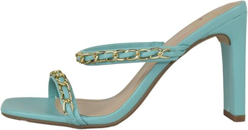 Delicious Shoes Women Block High Heel Sandals Gold Chain Band Square Toe Fenn-S in Saudi Arabia