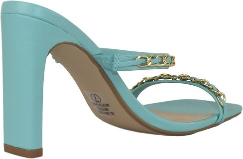 Delicious Shoes Women Block High Heel Sandals Gold Chain Band Square Toe Fenn-S in Saudi Arabia