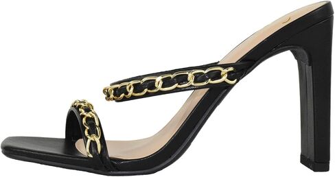 Delicious Shoes Women Block High Heel Sandals Gold Chain Band Square Toe Fenn-S in Saudi Arabia