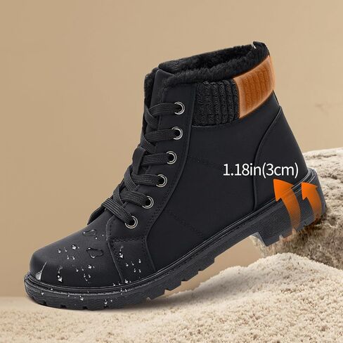 Uoidru Combat Boots For Women Ankle Booties Black Winter Snow Boots White Lace Up Boots Comfort Fuzzy Boot Side Zipper Short Boots in Kuwait
