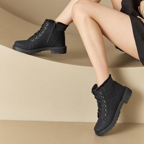 أحذية Uoidru القتالية للنساء في الكاحل الجوارب السوداء الشتاء الثلج أحذية بيضاء الدانتيل حتى الأحذية الراحة غامضة الحذاء الجانبية أحذية قصيرة in Kuwait