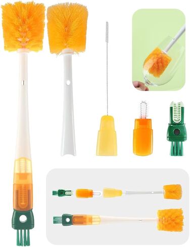 5 in 1 Portable Detachable Cup Cleaning Brush Set with Straw Brush, Multi-Functional Long Handle Bottle Cleaner for Washing Narrow Neck Cup, Spout/Lid Cleaner Brushes in Saudi Arabia
