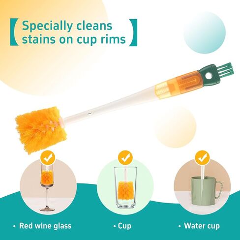 5 in 1 Portable Detachable Cup Cleaning Brush Set with Straw Brush, Multi-Functional Long Handle Bottle Cleaner for Washing Narrow Neck Cup, Spout/Lid Cleaner Brushes in Saudi Arabia