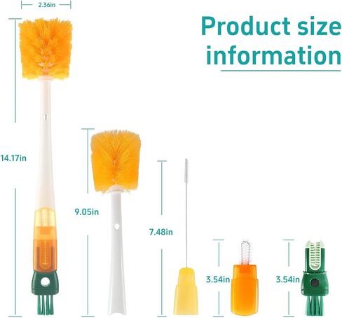 5 in 1 Portable Detachable Cup Cleaning Brush Set with Straw Brush, Multi-Functional Long Handle Bottle Cleaner for Washing Narrow Neck Cup, Spout/Lid Cleaner Brushes in Saudi Arabia