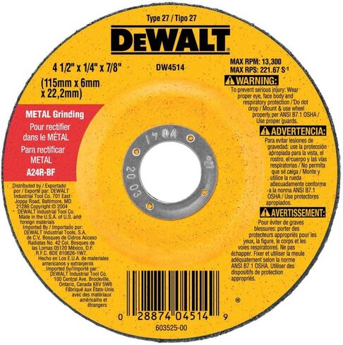 DEWALT DW4624 6-Inch by 1/4-Inch by 7/8-Inch General Purpose Metal Grinding Wheel (1-Pack) in Saudi Arabia