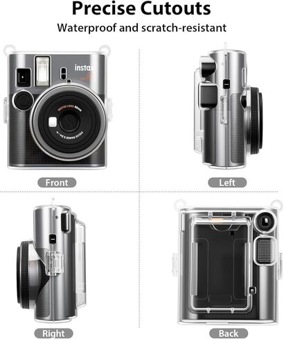 Fintie Protective Clear Case for Fujifilm Instax Mini 41 Camera Fore Form - Crystal Hard Pvc with with lextable strap ، clear in Saudi Arabia