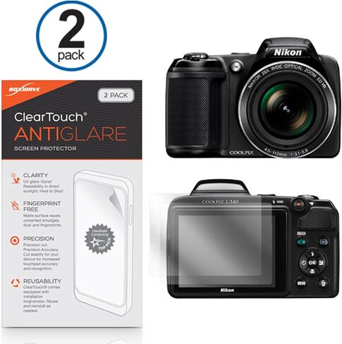 Poxwave Screen Protector متوافق مع Nikon Coolpix L340-ClearTouch Anti-Glare (2 pack) ، جلد غير لامع مضاد للأصوات لنيكون Coolpix L340 in Kuwait