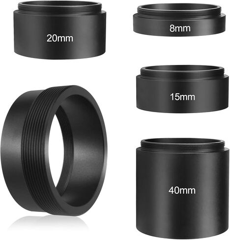 Astromania الفلكية T2 -Extension Tube Kit للكاميرات والعدسات - الطول 8 مم 15 مم 20 مم 40 مم - حزمة مع - M42x0.75 أنثى إلى SCT الذكور الخيط (2 "، 24 TPI) محول التلسكوب in Saudi Arabia