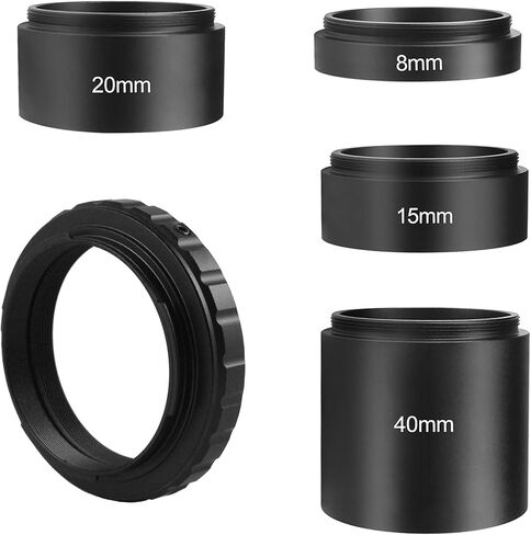 Astromania Astronomical T2 -Extension Tube Kit للكاميرات والعيون - الطول 8 مم 15 مم 20 مم - حزمة مع - محول T -Ring لـ Nikon in Saudi Arabia