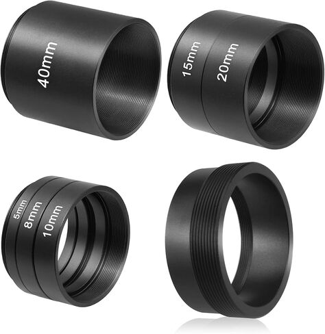 Astromania الفلكية T2 -Extension Tube Kit للكاميرات والعدسات - الطول 5 مم 8 مم 10 مم 15 مم 20 مم 40 مم - حزمة مع - M42x0.75 أنثى إلى SCT الذكور الخيط (2 "، 24 TPI) محول التلسكوب in Saudi Arabia