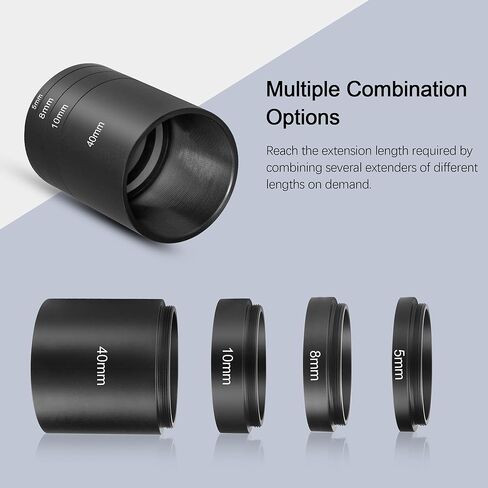 Astromania الفلكية T2 -Extension Tube Kit للكاميرات والعيون - الطول 5 مم 8 مم 10 مم 40 مم - حزمة مع - 10x60 Deluxe Finder Scope in Kuwait