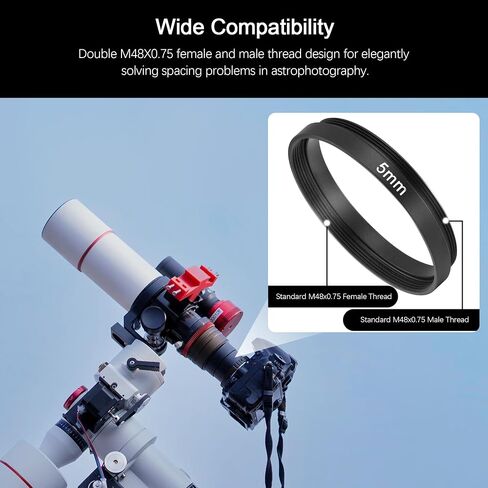 Astromania Astronomical 2"/M48-extension Tube Kit for Cameras and eyepieces - Length 5mm 8mm 10mm 30mm - Bundle with - M48-T2 Adapter&T-Ring Adapter for Nikon in Saudi Arabia