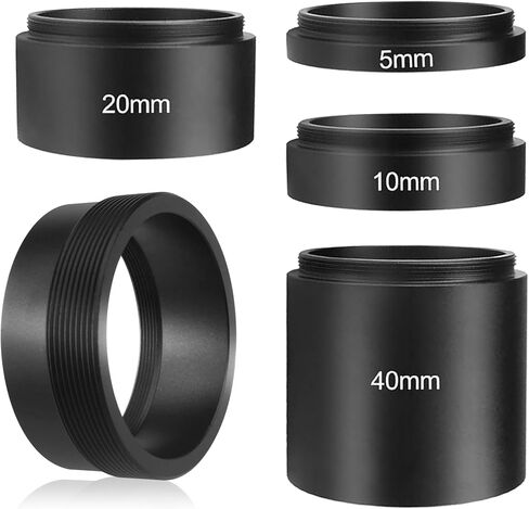 Astromania Astronomical T2-Extension Tube Kit for Cameras and eyepieces - Length 5mm 10mm 20mm 40mm - Bundle with - M42X0.75 Female to SCT Male Thread (2", 24 TPI) Telescope Adapter in Saudi Arabia