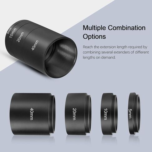 Astromania Astronomical T2-Extension Tube Kit for Cameras and eyepieces - Length 5mm 10mm 20mm 40mm - Bundle with - 10x60 Deluxe Finder Scope in Saudi Arabia