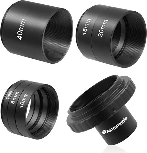Astromania Astronomical T2-Extension Tube Kit for Cameras and eyepieces - Length 5mm 8mm 10mm 15mm 20mm 40mm - Bundle with - T-Ring&T-Adapter for Canon EOS in Saudi Arabia