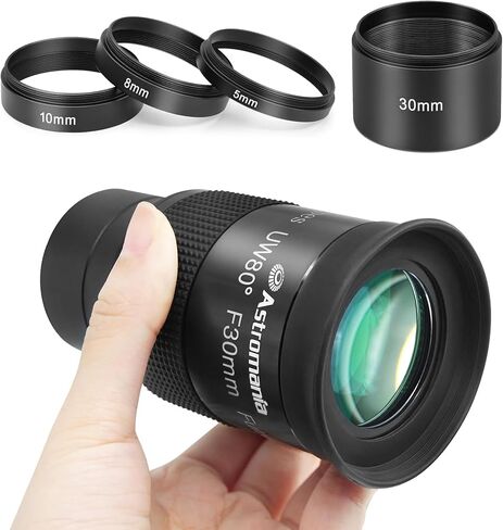 Astromania Astronomical 2"/M48-extension Tube Kit for Cameras and eyepieces - Length 5mm 8mm 10mm 30mm - Bundle with - Ultra Wide 80 Degree Telescope Eyepiece 2 inch 30mm in Saudi Arabia