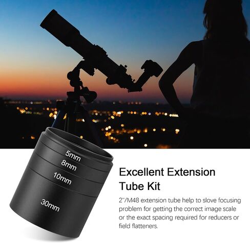 Astromania Astronomical 2"/M48-extension Tube Kit for Cameras and eyepieces - Length 5mm 8mm 10mm 30mm - Bundle with - Ultra Wide 80 Degree Telescope Eyepiece 2 inch 30mm in Saudi Arabia