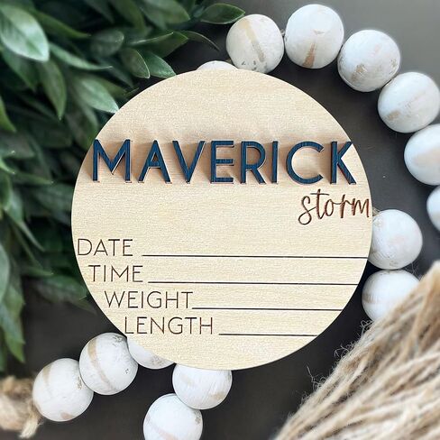 NAZENTI Personalized Baby Name Announcement Wooden Signs, Custom Birth Announcement And Footprint Sign For Hospital, Welcome Sign For Decor, Gifts For Baby Girl Or Boy Shower, Baby's Arrival Gifts in Saudi Arabia