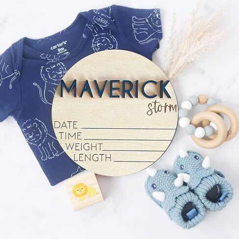 NAZENTI Personalized Baby Name Announcement Wooden Signs, Custom Birth Announcement And Footprint Sign For Hospital, Welcome Sign For Decor, Gifts For Baby Girl Or Boy Shower, Baby's Arrival Gifts in Saudi Arabia