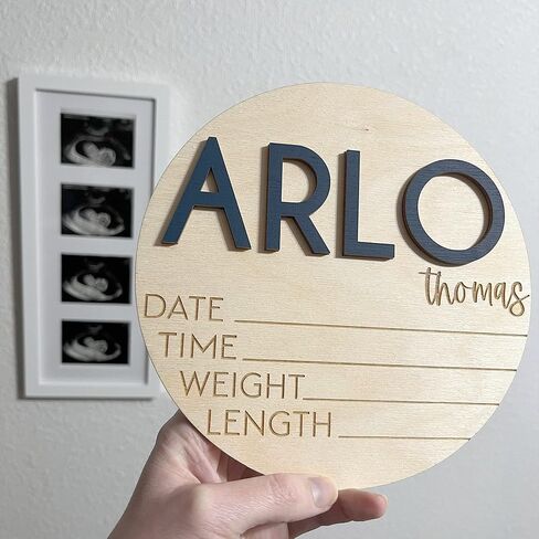 NAZENTI Personalized Baby Name Announcement Wooden Signs, Custom Birth Announcement And Footprint Sign For Hospital, Welcome Sign For Decor, Gifts For Baby Girl Or Boy Shower, Baby's Arrival Gifts in Saudi Arabia