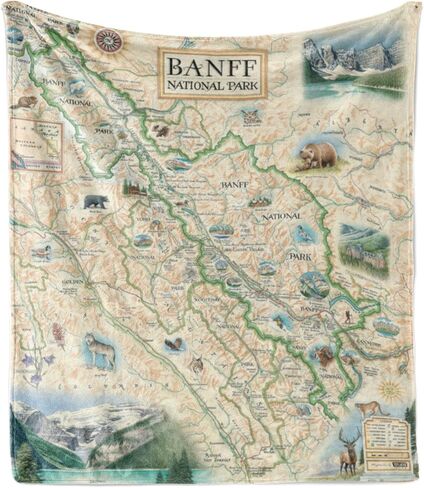 Glacier National Park Fleece Blanket | 58" x 50" Throw Blanket | Hand-Drawn Original Art | in Kuwait