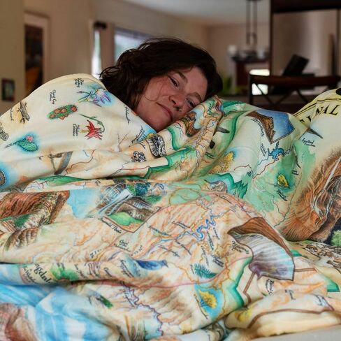 Glacier National Park Fleece Blanket | 58" x 50" Throw Blanket | Hand-Drawn Original Art | in Kuwait