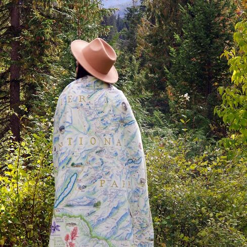 Glacier National Park Fleece Blanket | 58" x 50" Throw Blanket | Hand-Drawn Original Art | in Kuwait
