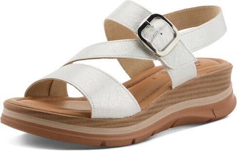 SPRING STEP WIND'S TALIAH LEATHY LEATHING SANDALS-الحرف الإيطالية ، إسفين خشب فو ، تصميم أنيق ، كعب 3 بوصات in Saudi Arabia