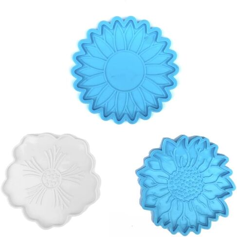 2 PCs Coaster Resin Mold JCEGZITL Mandala and Sunflower Coaster Molds Silicone Epoxy Casting Mold for Making Coaster Cups Mats DIY Art Craft in Kuwait