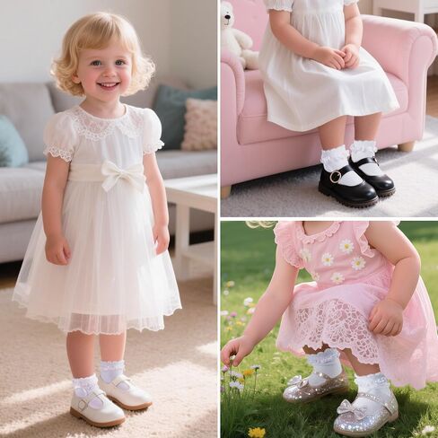choyaxo 3 Pairs Girls Ruffle Socks Frilly Socks Cute Dress Sock School Sock for Toddler Girls in Saudi Arabia