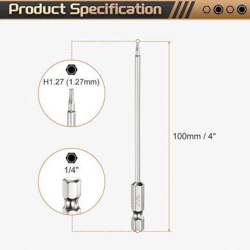 HARFINGTON 5 قطعة H5.0 رأس مفك سداسي 5.0 مم متري طرف مسطح 1/4 بوصة ساق سداسية 100 مم (4 بوصة) طويل مغناطيسي سداسي لقمة مثقاب مفتاح ربط مطلي بالكروم مقبس محرك الطاقة in Kuwait