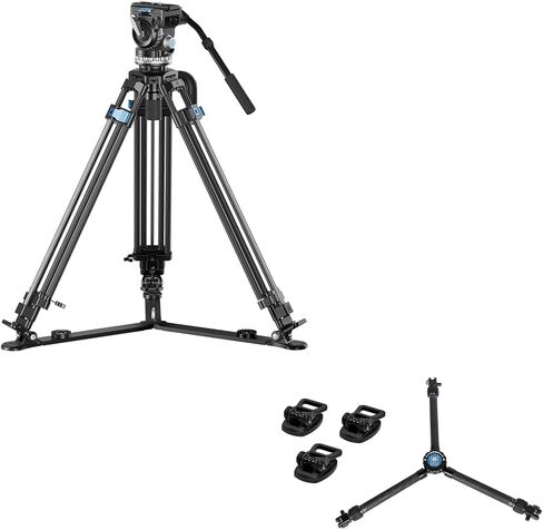 Tripod Sirui SQ75+VHS10 ألياف الكربون ، 31.7 "ترايبود الفيديو مع رأس السوائل المقنن من 7 خطوات ، وضبط الإمالة/المقلاة من 4 خطوات ، وموزعة أرضية وموزعة متوسطة المستوى in Kuwait
