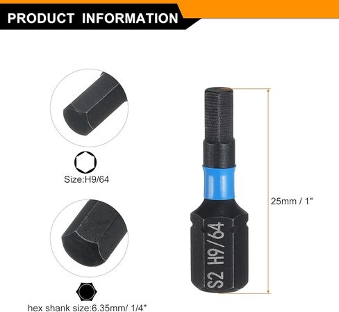 HARFINGTON 4pcs H7/32 SAE Hex Screwdriver Bit 1/4" Hex Shank 25mm/1" Length Magnetic Hexagon Head Hex Bits S2 Steel Screw Driver Bit Industrial Grade Electric Drill Bits in Saudi Arabia