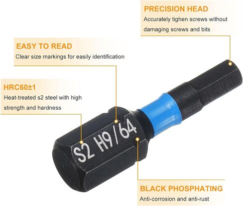 HARFINGTON 4pcs H7/32 SAE Hex Screwdriver Bit 1/4" Hex Shank 25mm/1" Length Magnetic Hexagon Head Hex Bits S2 Steel Screw Driver Bit Industrial Grade Electric Drill Bits in Saudi Arabia